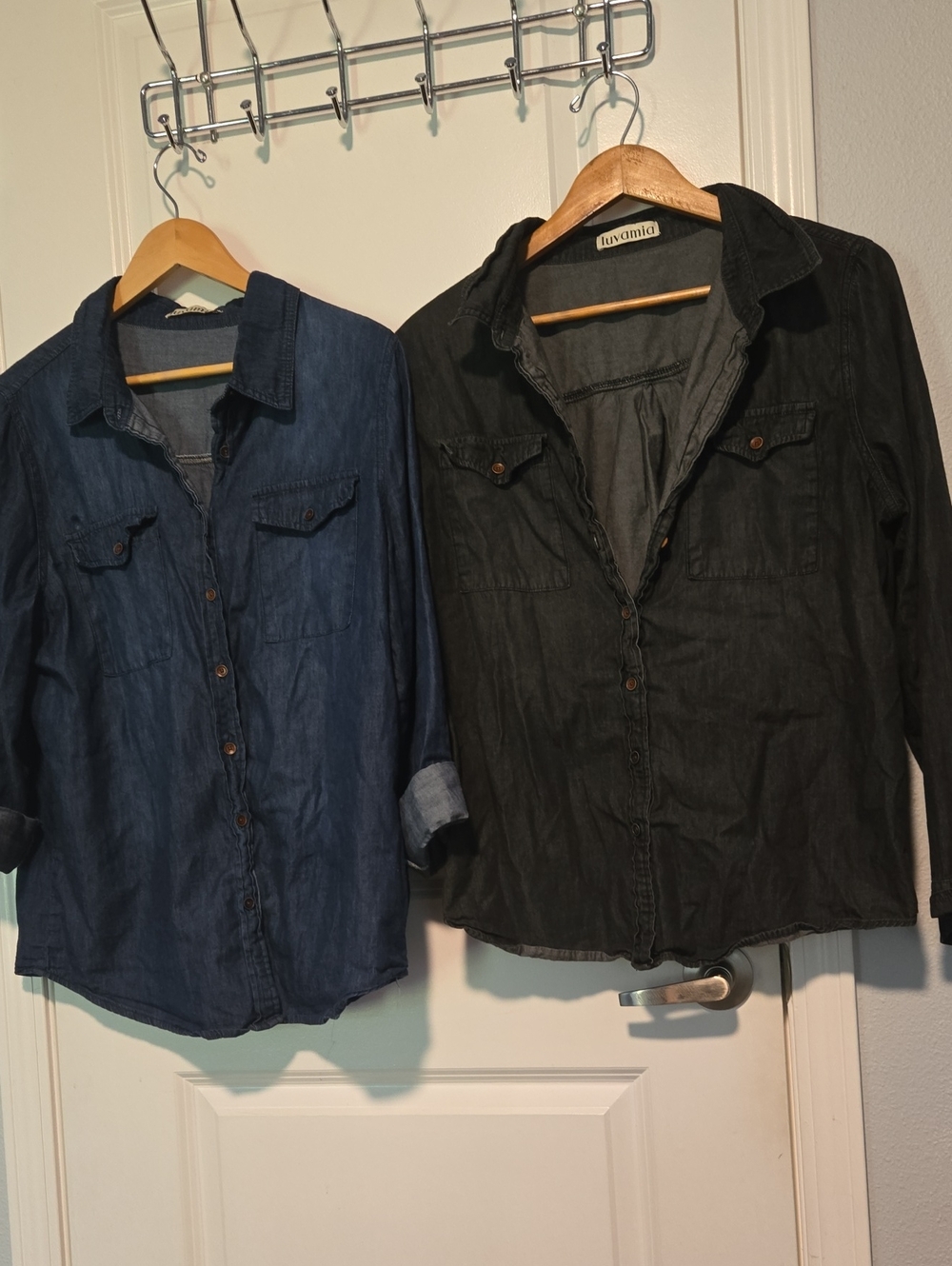 Luvamia Denim Button-Down Shirt - Black